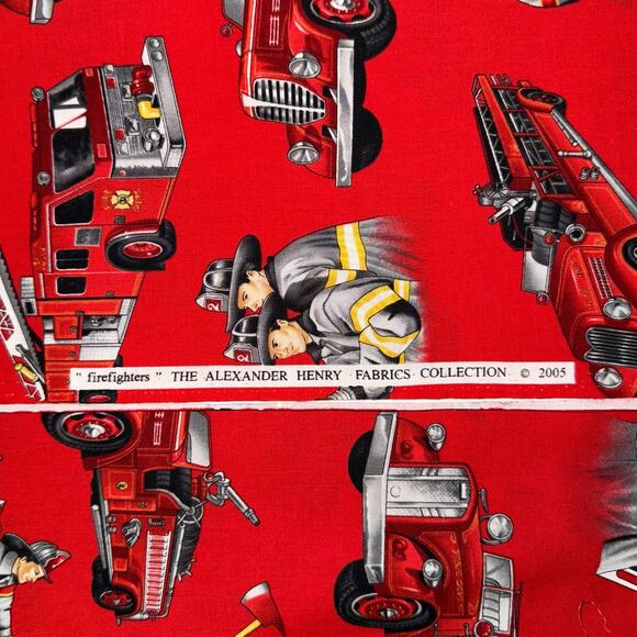 Firefighters by The Alexander Henry Fabric Collection - 1/2 Yard - Firetruck - Picture 6 of 6